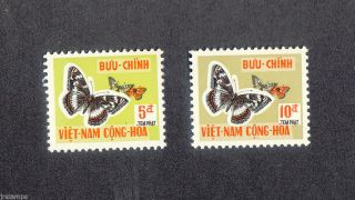 Vietnam 1968 Postage Dues Butterflies Scott J19 - J20 Vf Nh photo