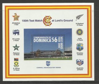 Dominica 2000 Lord ' S Cricket 100th Centenary Test Match Souv Sheet photo