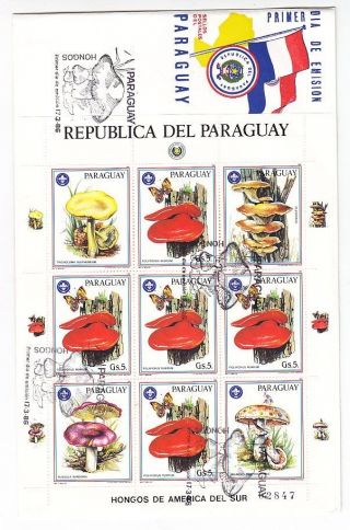 Paraguay,  Flora,  Mushrooms,  Sheetlet Fdc 1986 photo