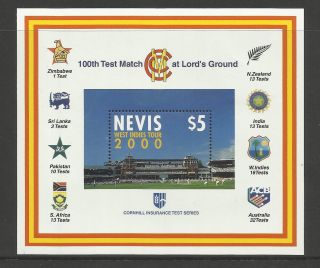 Nevis 2000 Lord ' S Cricket 100th Centenary Test Match Souv Sheet photo