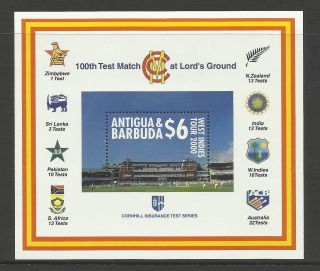Antigua & Barbuda 2000 Lord ' S Cricket 100th Centenary Test Match Souv Sheet photo