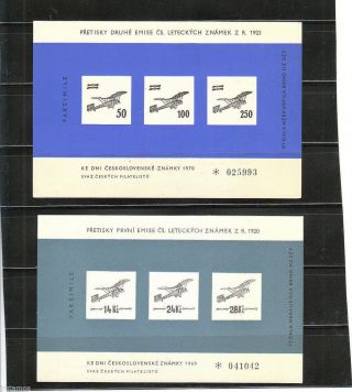 Czechoslovakia Philatelic Sheetlets With Images Of The 1920 Airmail Overprints photo