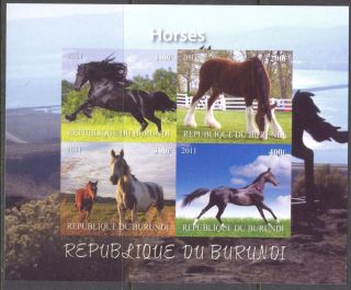 2011 Horses I (i) Imperf.  Sheet Of 4 Mdbc1050 photo