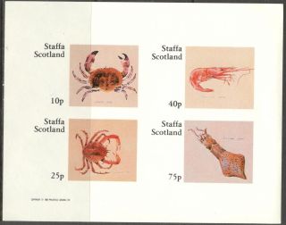 Staffa (br.  Local) 1982 Crab Prawn Squid Sheet Of 4 Imperf.  Ns229 photo