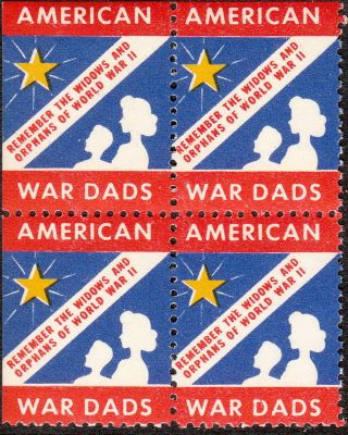 Stamp Label Usa Wwii Block Poster American War Dads Remember Widows Orphans 1 Mn photo