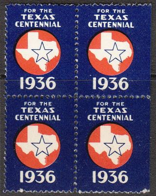 Stamp Label Usa 1936 Block Poster Cinderella Texas Centennial photo