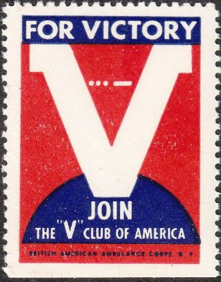 Stamp Label Us 1941 Wwii British American Ambulance Corps War Victory photo