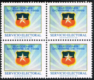 Chile 1989 Cinderellas Stamp For Vote Servicio Electoral Block Of Four photo