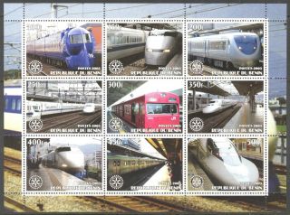 2003 Modern Trains Locomotives Rotary Club Emblem Sheet Of 9 photo