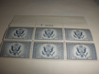 Us Ce1 16c Great Seal Dark Blue F - Vf Plate Number Block Of 6 photo