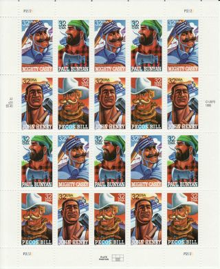 Folk Heroes Stamp Sheet - - Usa,  3083 - 3086,  32 Cent photo