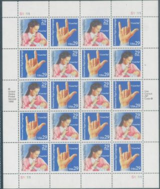 Sc 2784a American Sign Language Pane/20 Cv $13.  00 photo