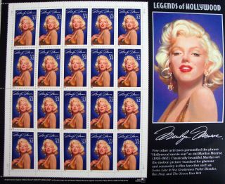 Marilyn Monroe Sheet Of 1995 Legends Of Hollywood 2697 Upper Left Pos. photo