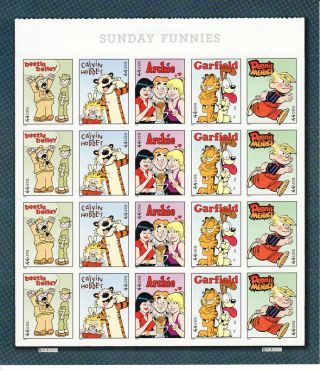 Sunday Funnies Stamp Sheet - - Usa Comics photo