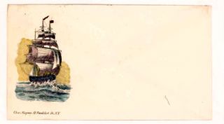 Us Cw Union Patriotic Magnus Envelope W/hand - Colored ' Square - Sailed Brig '. . . .  A5 photo