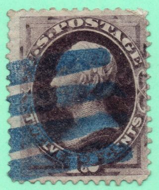 162 Early Us Stamp Blue Fancy Cancel photo
