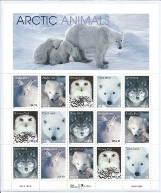 Us Stamp Sheet Artic Animals Scott 3288 - 92 5 Varieties (15) photo