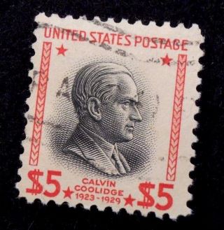 Us 834 1938 $5 Coolidge Stamp photo