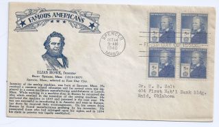 Scott 892 First Day Cover 10/14/40 Spencer Block Elias Howe photo