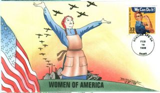 Ron Beller Handpainted 3186 Women Of America We Can Do It Rosie Riveter Stamp photo