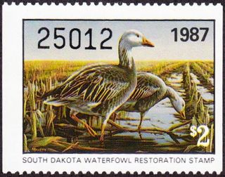 1987 South Dakota State Duck Stamp Never Hinged F - Vf Scv $7.  00 photo