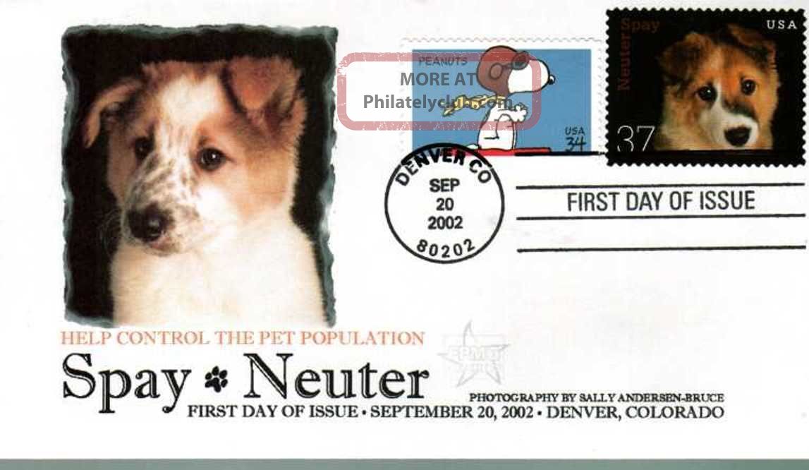 Fpmg 3671 Spay Neuter Dog Denver, Co With Snoopy Peanut Stamp