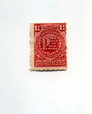 Private Die Stamp,  Rs306,  Dr Williams Medicine Co. ,  1 - 1/4c Pink,  Some Og photo