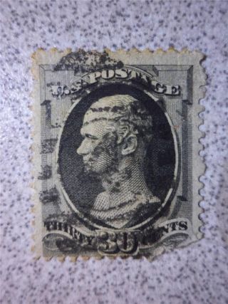 Hamilton 30 Cent Black Us Postage Stamp 1870 - 1871 Sc 154 - Cr photo