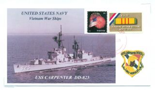Uss Carpenter Dd - 825 Vietnam War Destroyer Cacheted Naval Color Photo Cover photo