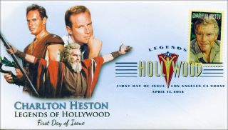 2014 Charlton Heston,  Legends Of Hollywood Fdc Digital Color Postmark photo