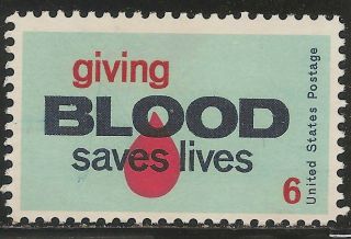 1971 United States: Scott 1424 - Blood Donor,  Giving Blood Saves Lives (6¢) photo