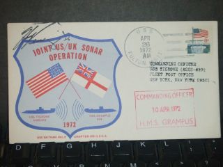 Uss Tigrone Agss - 419 Naval Cover 1972 Us/uk Sonar Cachet Hms Grampus photo
