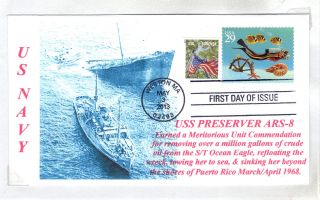 Uss Preserver Ars - 8 Us Navy Ww Ii Salvage Ship Photo Cacheted Cover Shipwreck photo