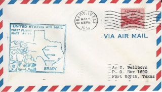 First Flight Cover Brady Texas May 2 1954 Aamc 82s78 photo