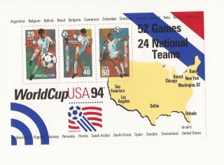 United States Scott 2837,  1994 World Cup Soccer Souvenir Mini Sheet photo