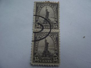U.  S.  15c Gray 696 Liberty Pair 1931 Rotary Press Printing Perf 11 X 10 1/2 photo