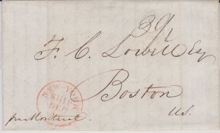 Transatlantic Stampless 1838 Manchester To Boston Re Indigo Market In Calcutta photo