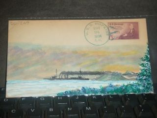 Uss Hopkins Dd - 249 Naval Cover 1934 Morrissey Hand - Painted Cachet photo