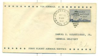 1947 Cam Flight Cover 2s15f Amf Chicago To Evansville,  In Chi Southern Air Lines photo
