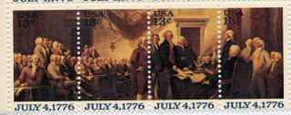 1691 - 4 Strip Of 4,  13 Ct Yr 1976,  Declaration Of Independence,  Buy 3+ Ships photo