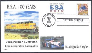 Bsa 100 Yr - Union Pacific Train - No.  19 Indy Car - 2013 Flag All Seasons - Fdc - Dwc photo