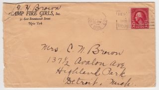 554 Tied To Cover,  Camp Fire Girls,  York Corner Card,  1925 To Detroit Mi. photo