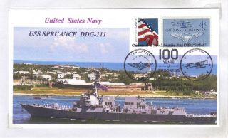 Uss Spruance Ddg - 111 Missile Destroyer Color Photo Cachet Cover Key West,  Fl photo
