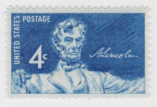 Abraham Lincoln United States 1959 Postage Stamp Statue In Lincoln Memorial photo