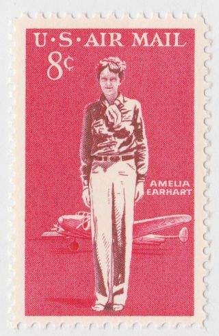 Amelia Earhart Us Air Mail 1963 Postage 8 Cent Stamp Airplane Usps photo