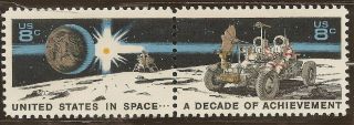 1971 United States: Scott 1434 - 35 - Space Achievement Se - Tenant Pair (8¢) - photo