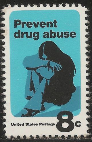 1971 United States: Scott 1438 - Prevent Drug Abuse (8¢ - Black / Blue) - photo