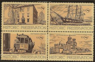 1971 United States: Scott 1440 - 43 Historic Preservation - Block Of 4 (8¢) photo