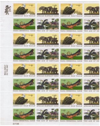 Natural History Postage Stamp Sheet 1970 Eagles Elephants Dinosaurs +sc 1387 - 90 photo