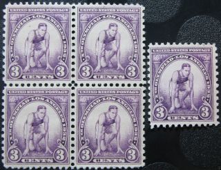 Scott 718 Mh/og Block Of Four Plus A Single 3¢ 10th Olympic Games Issue 1932 photo